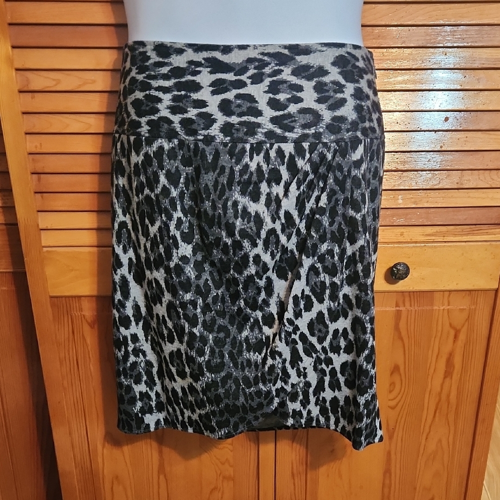 Lane Bryant Black and Gray Leopard Pencil Skirt